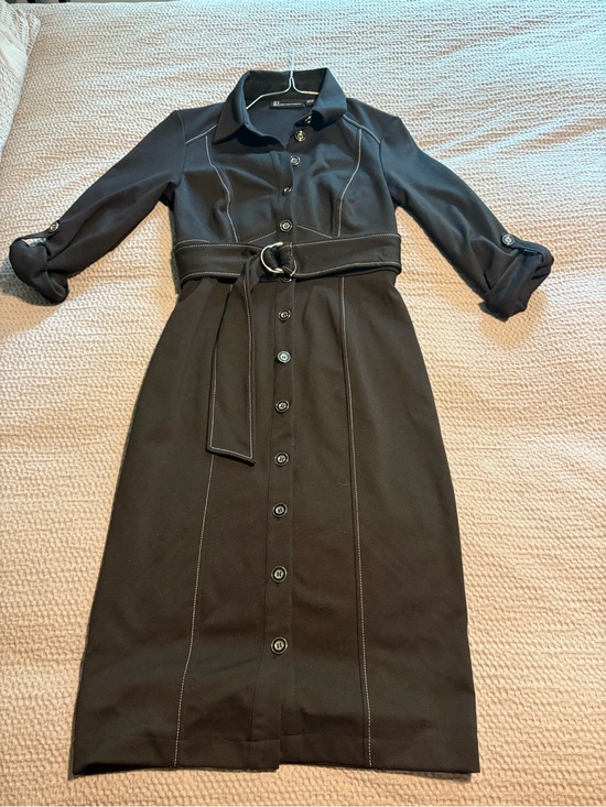 New York & Company Dresses & Skirts - New York & Company Black Button-Front Midi button up Dress with Belt